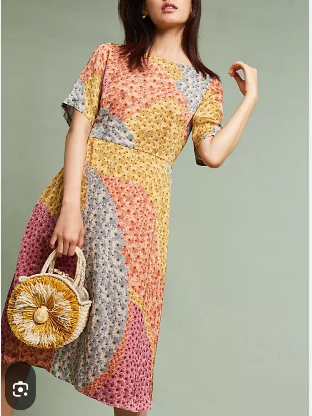 AnthropologieâVarun Bahl Catria Patchwork Floral Print A Line Dress Sz XS NWT